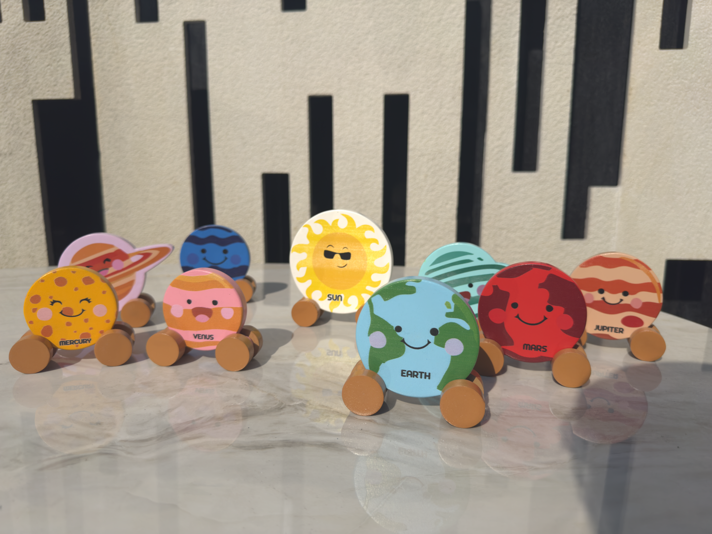 MiniTads Planet roller coasters – Wooden Solar System Playset