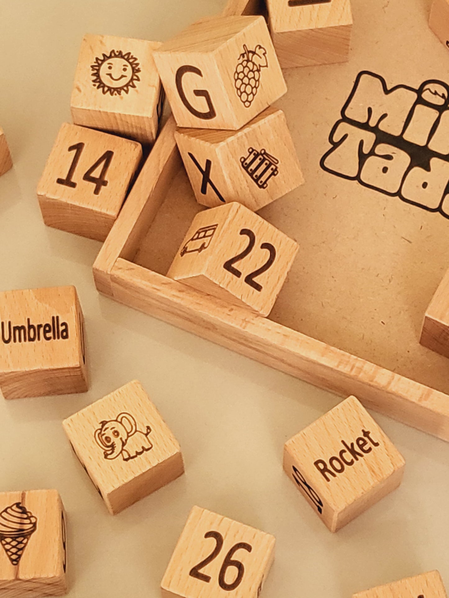 Wooden Learning Blocks – 30 Piece Toy with Tray