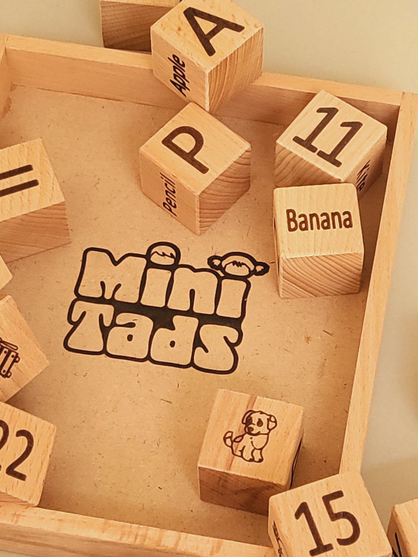 Wooden Learning Blocks – 30 Piece Toy with Tray
