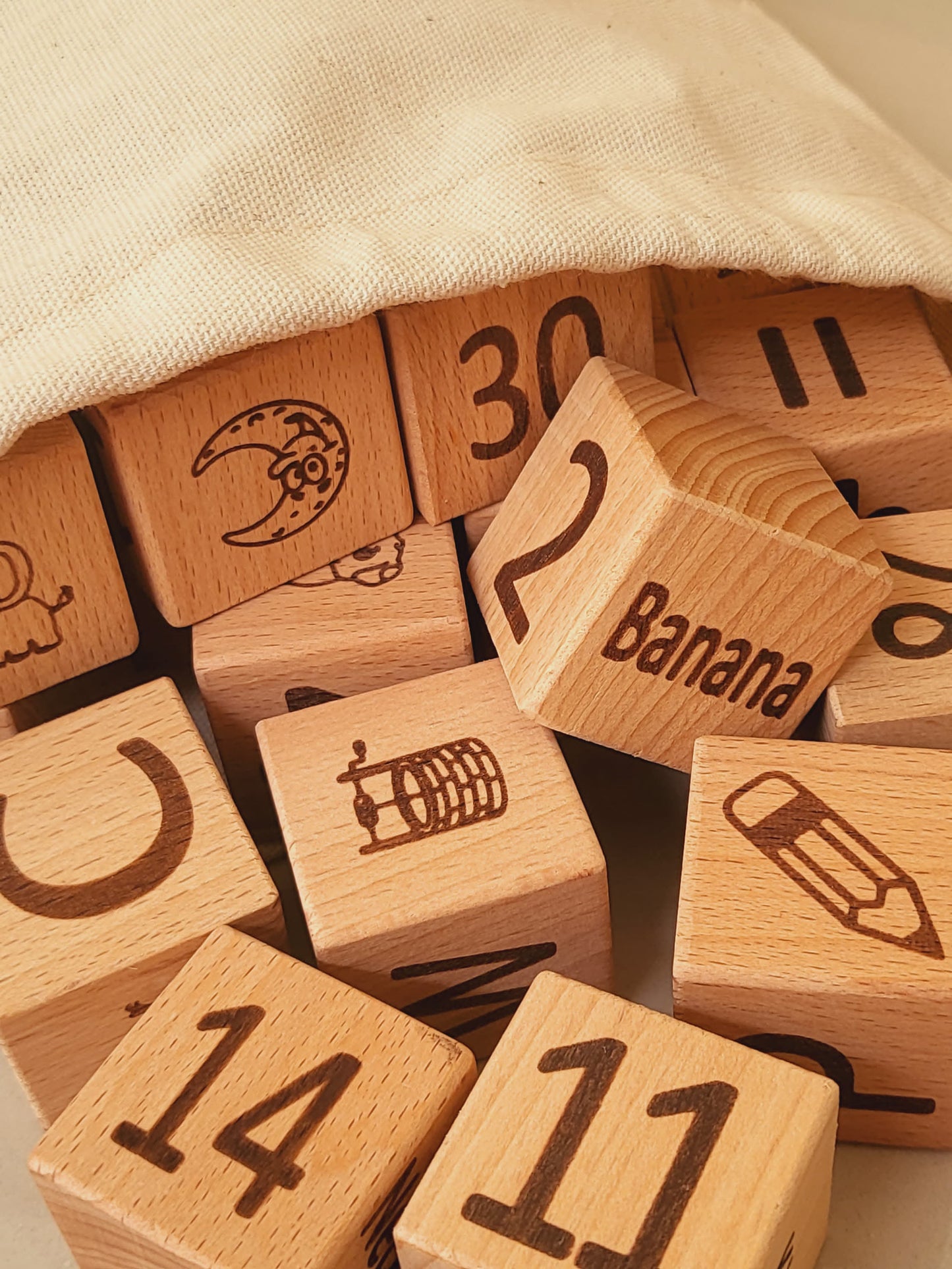 Wooden Learning Blocks – 30 Piece Toy with Tray