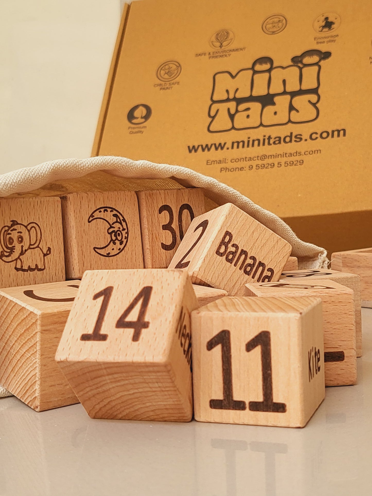 Wooden Learning Blocks – 30 Piece Toy with Tray