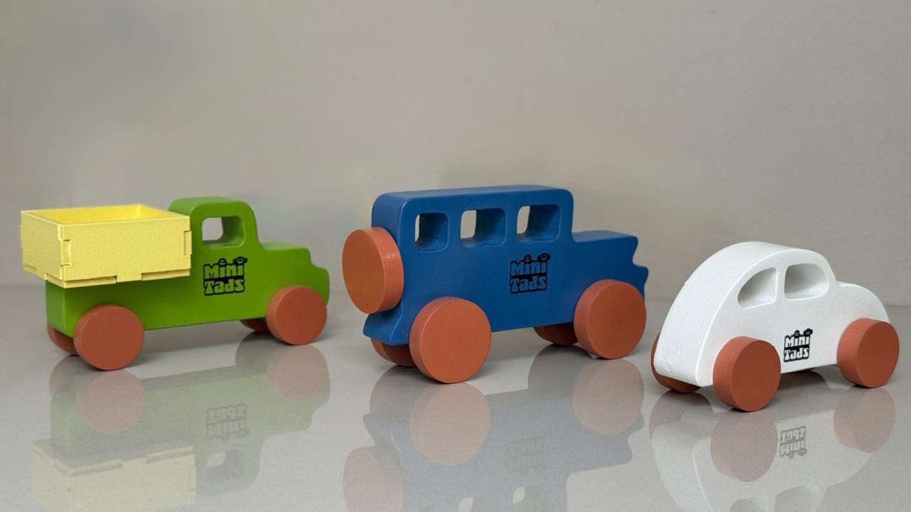 MiniTads Wooden Vehicles Set – Eco-Friendly Toys for Motor Skills & Imaginative Play