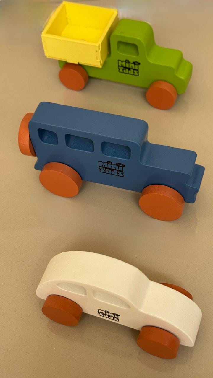 MiniTads Wooden Vehicles Set – Eco-Friendly Toys for Motor Skills & Imaginative Play