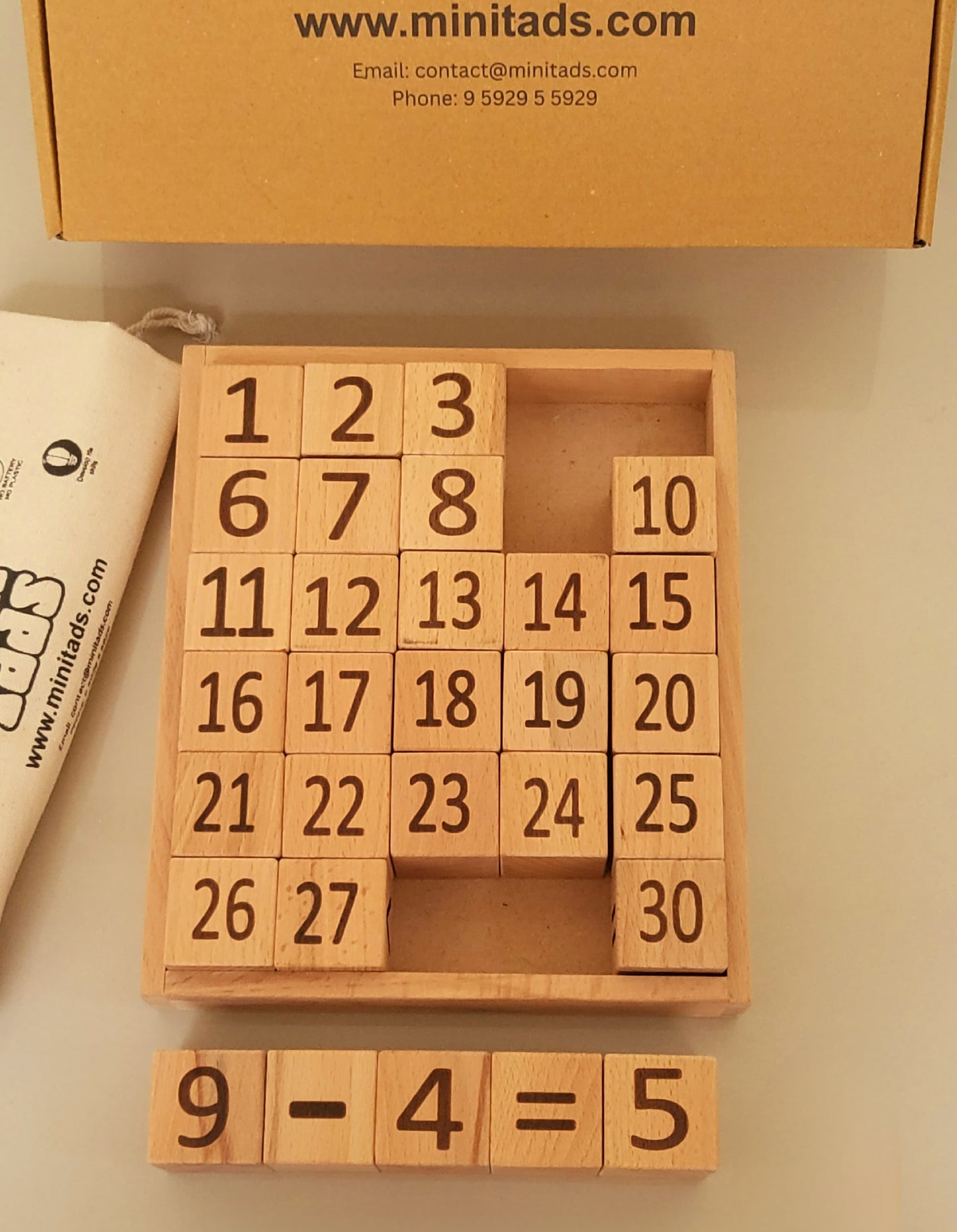 Wooden Learning Blocks – 30 Piece Toy with Tray