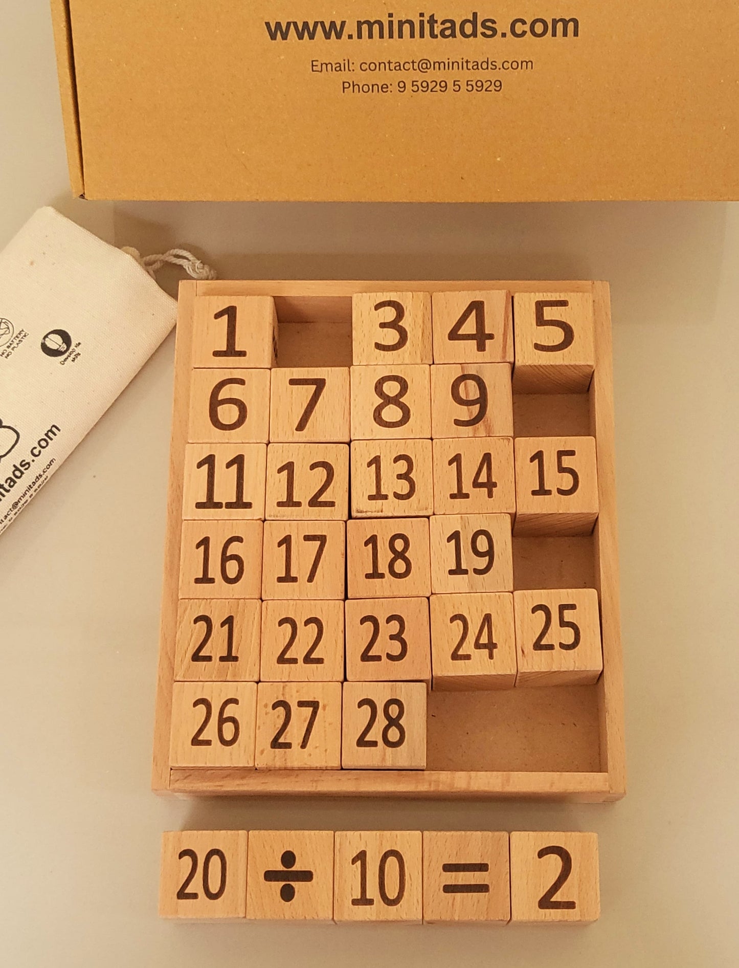 Wooden Learning Blocks – 30 Piece Toy with Tray