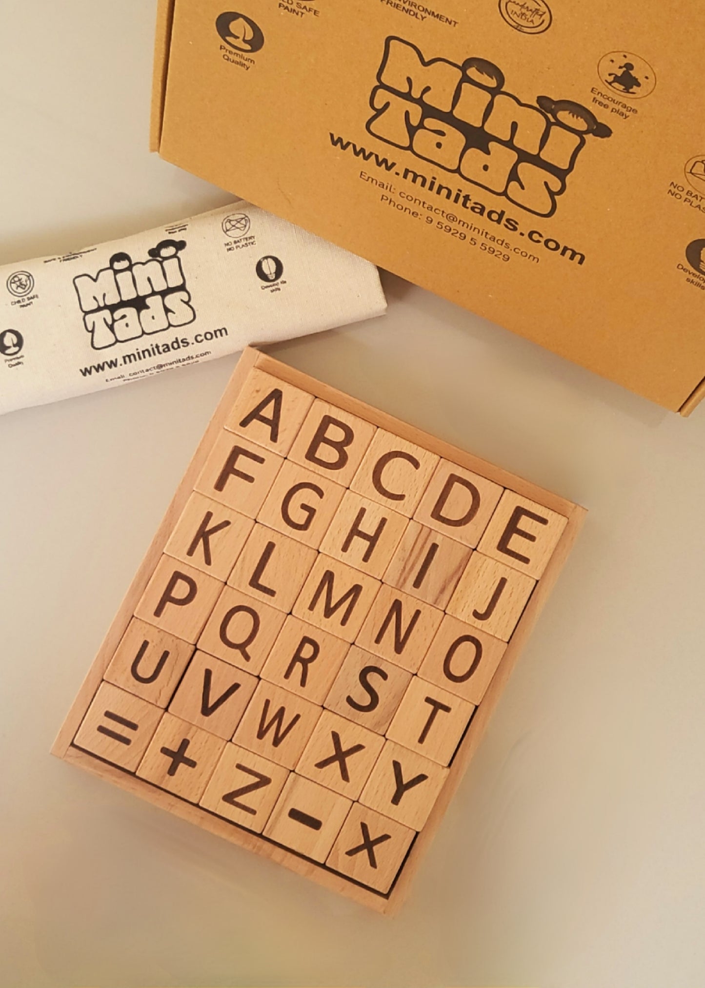 Wooden Learning Blocks – 30 Piece Toy with Tray