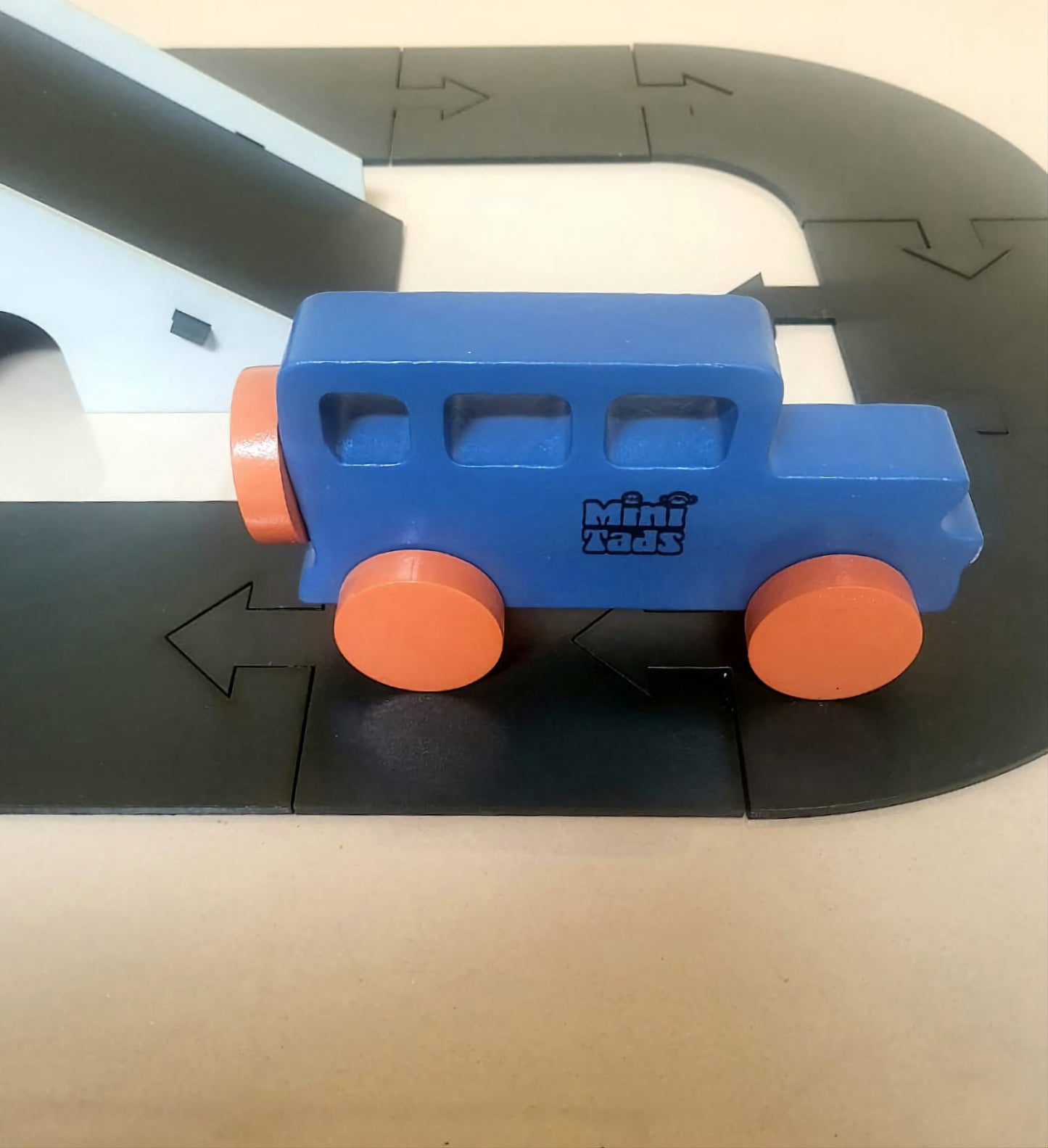 MiniTads Build & Play Wooden Road Track and Road Bridge