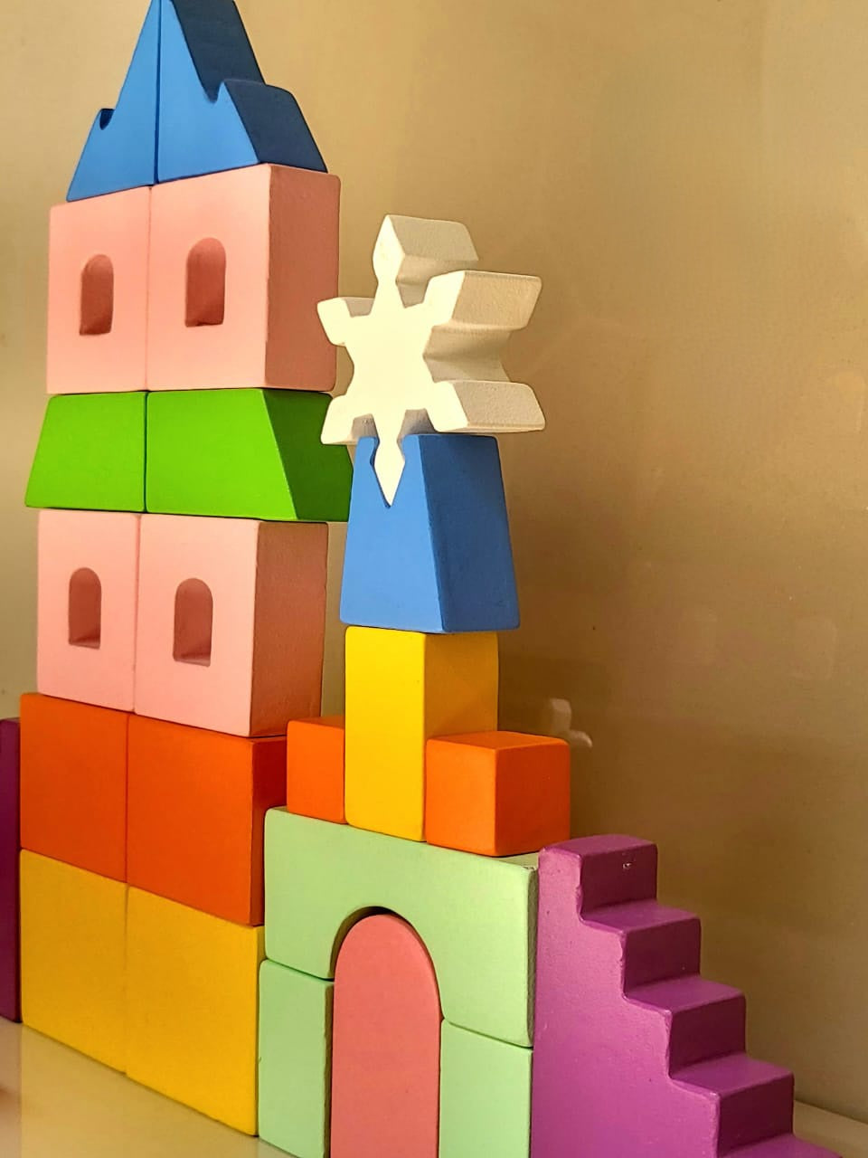 MiniTads Enchanted Castle – Wooden Fantasy Building Set ( 29 Pieces of Big Size )