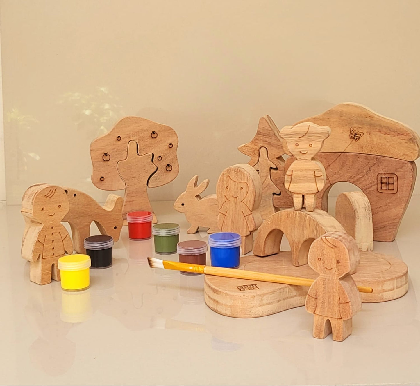 MiniTads DIY Family Playset ➕️ Forest Tree DIY Set – Paint Your Own Wooden Wonderland! Paint, Create & Play!