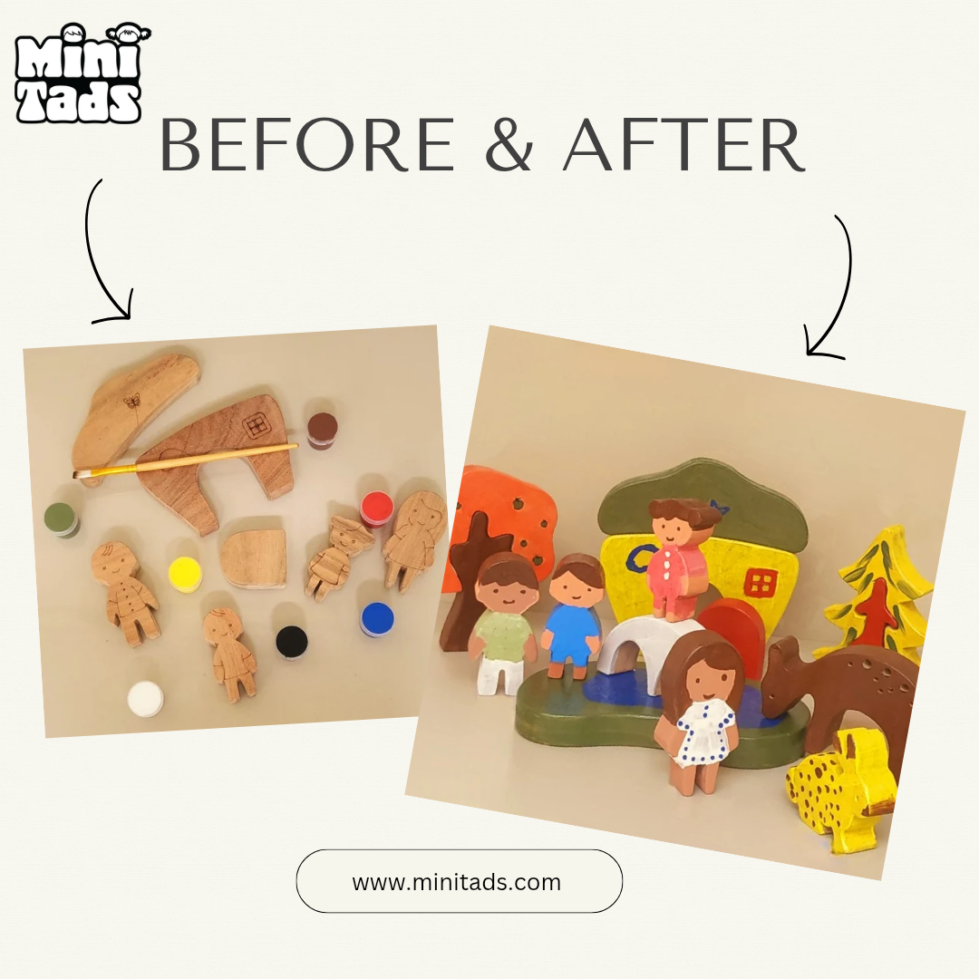 MiniTads DIY Family Playset ➕️ Forest Tree DIY Set – Paint Your Own Wooden Wonderland! Paint, Create & Play!