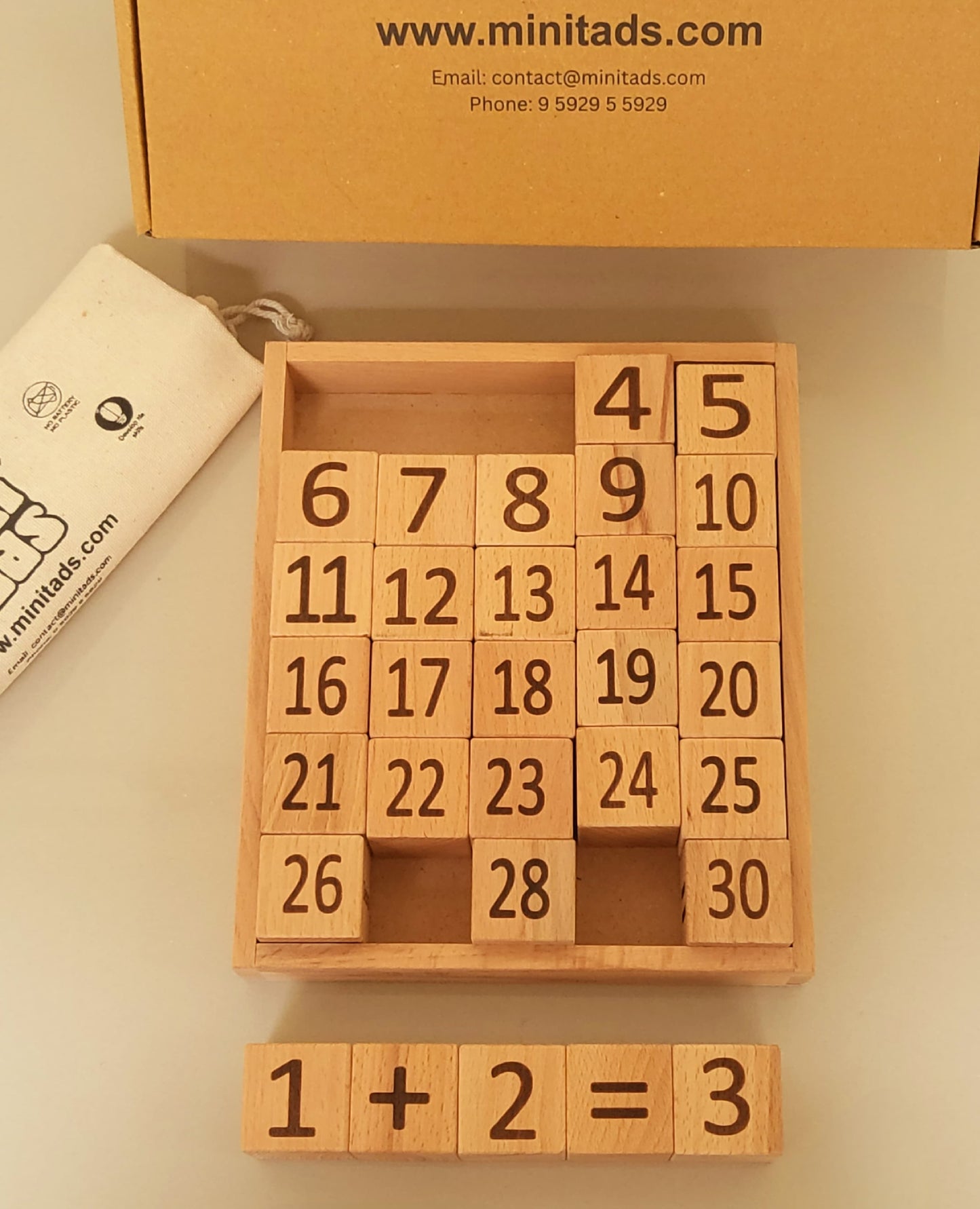 Wooden Learning Blocks – 30 Piece Toy with Tray