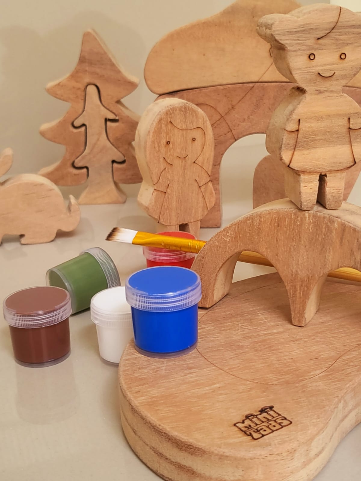 MiniTads DIY Family Playset ➕️ Forest Tree DIY Set – Paint Your Own Wooden Wonderland! Paint, Create & Play!
