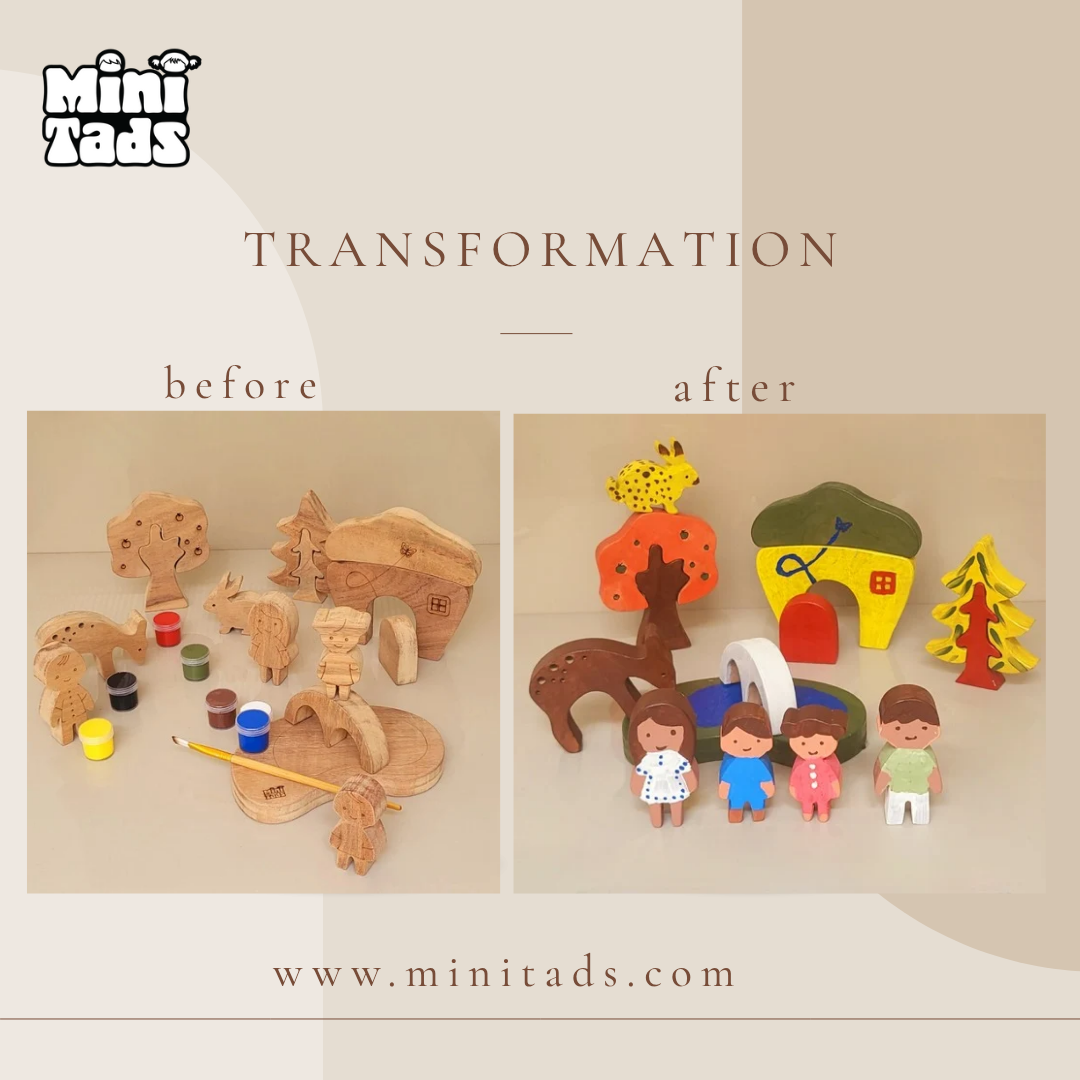 MiniTads DIY Family Playset ➕️ Forest Tree DIY Set – Paint Your Own Wooden Wonderland! Paint, Create & Play!