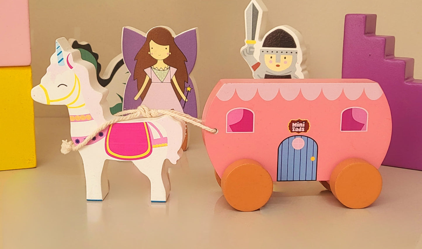 MiniTads Enchanted Castle – Wooden Fantasy Building Set ( 29 Pieces of Big Size )