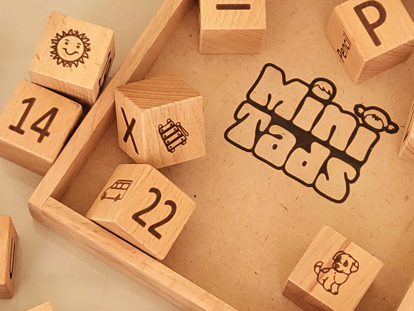 Wooden Learning Blocks – 30 Piece Toy with Tray