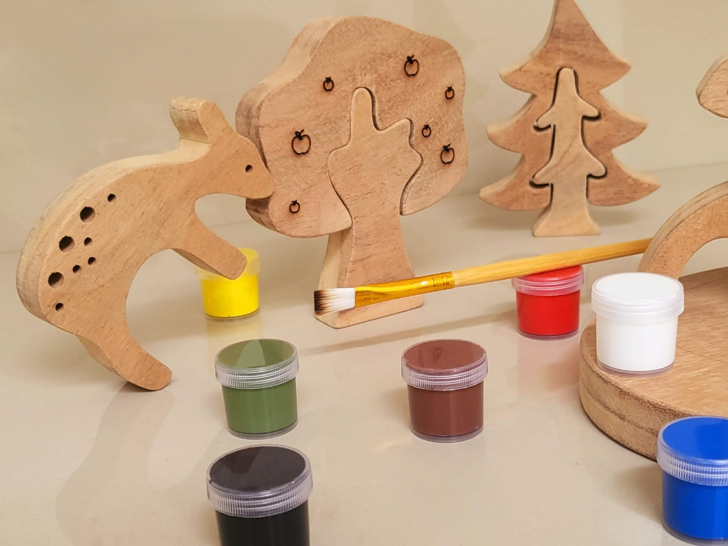 MiniTads DIY Family Playset ➕️ Forest Tree DIY Set – Paint Your Own Wooden Wonderland! Paint, Create & Play!
