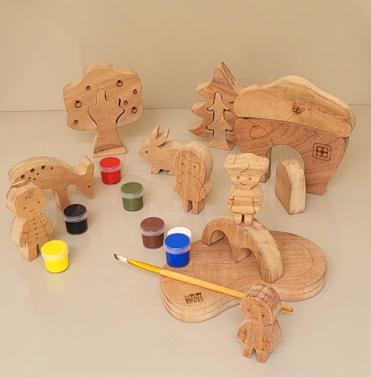 MiniTads DIY Family Playset ➕️ Forest Tree DIY Set – Paint Your Own Wooden Wonderland! Paint, Create & Play!