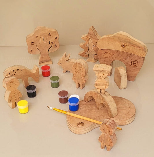 MiniTads DIY Family Playset ➕️ Forest Tree DIY Set – Paint Your Own Wooden Wonderland! Paint, Create & Play!