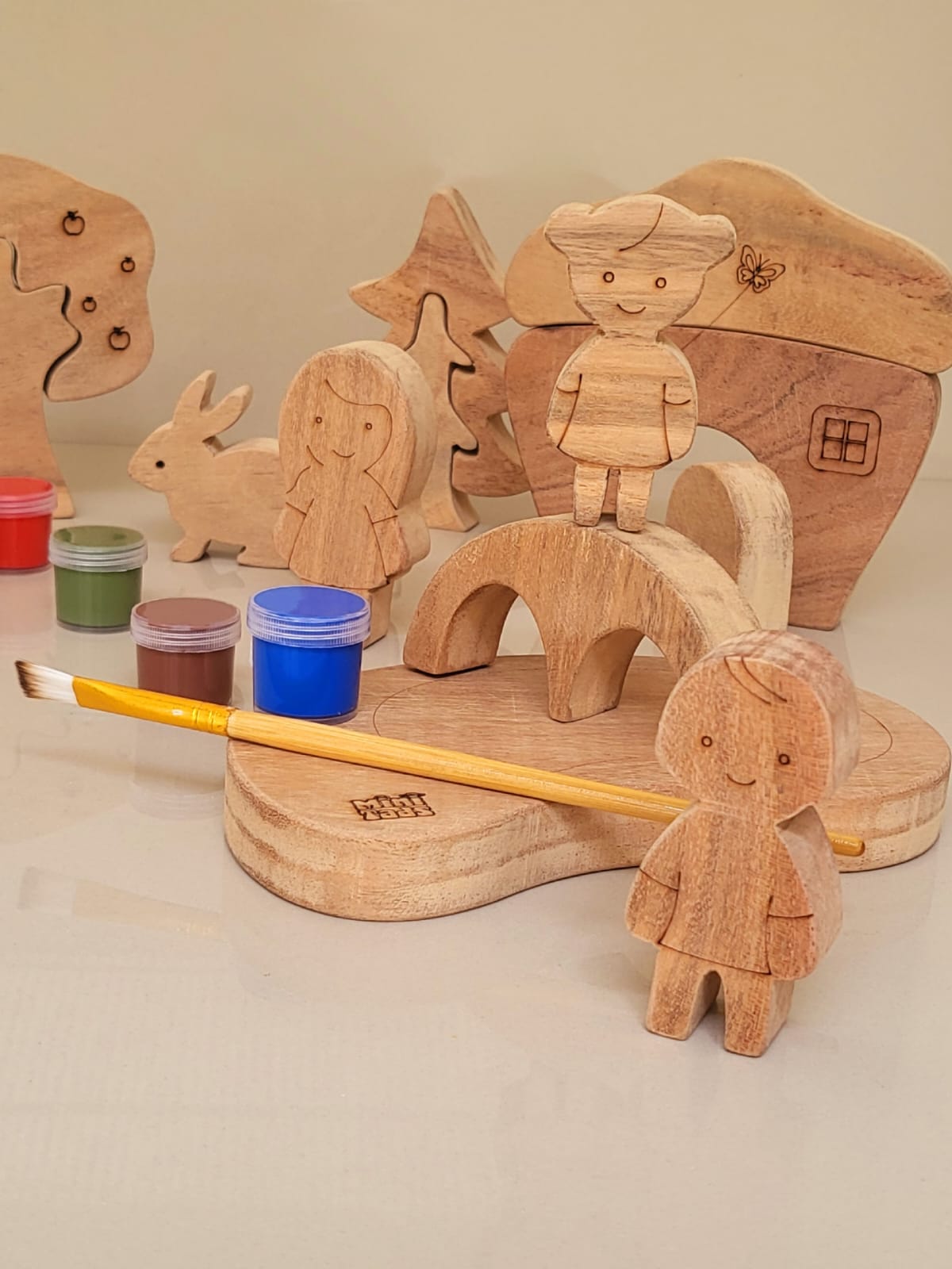 MiniTads DIY Family Playset ➕️ Forest Tree DIY Set – Paint Your Own Wooden Wonderland! Paint, Create & Play!