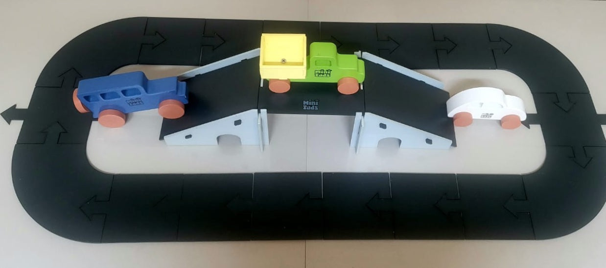 MiniTads Build & Play Wooden Road Track and Road Bridge